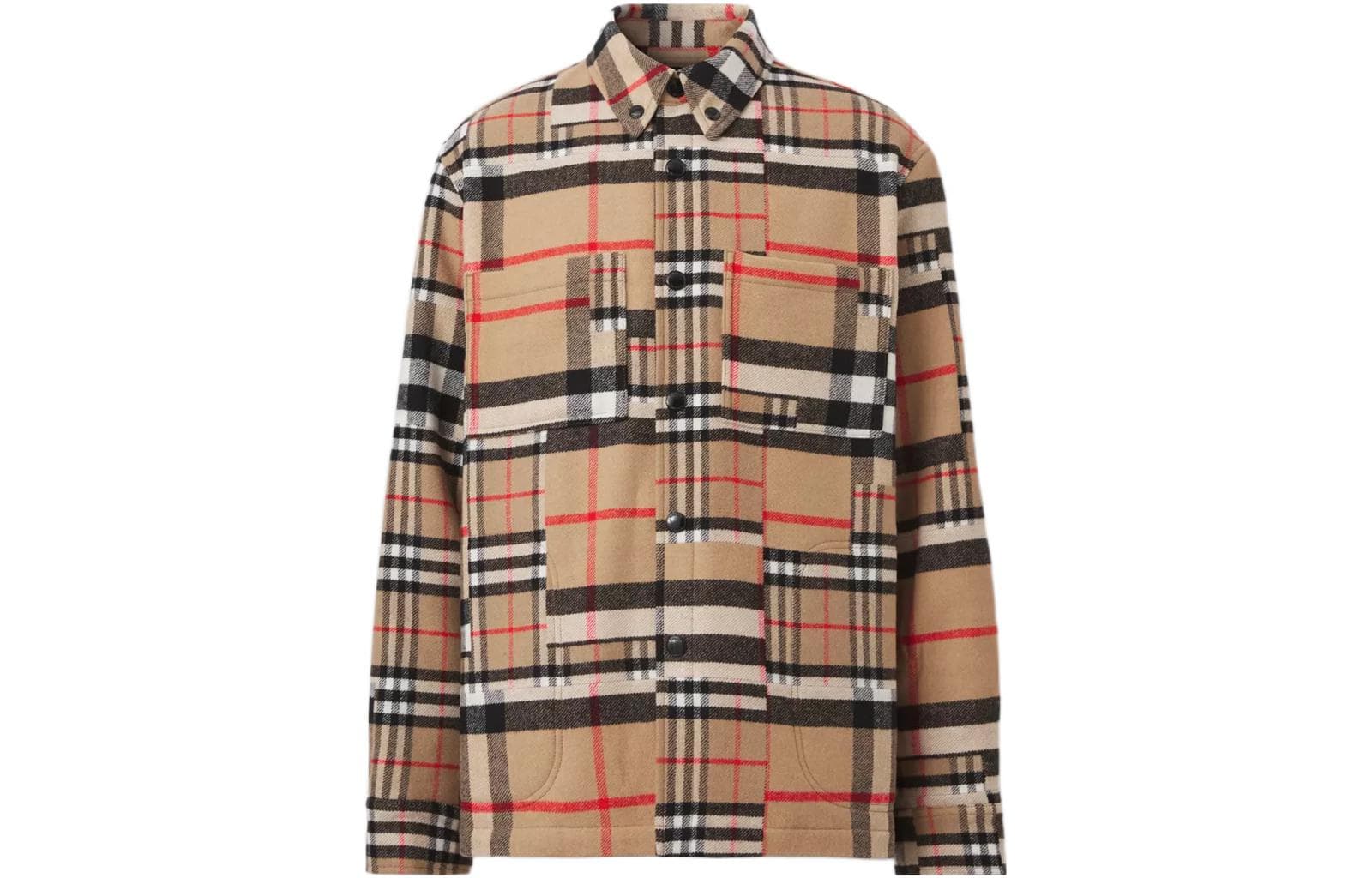 Burberry Check Pattern Patchwork Wool Oversized Overshirt