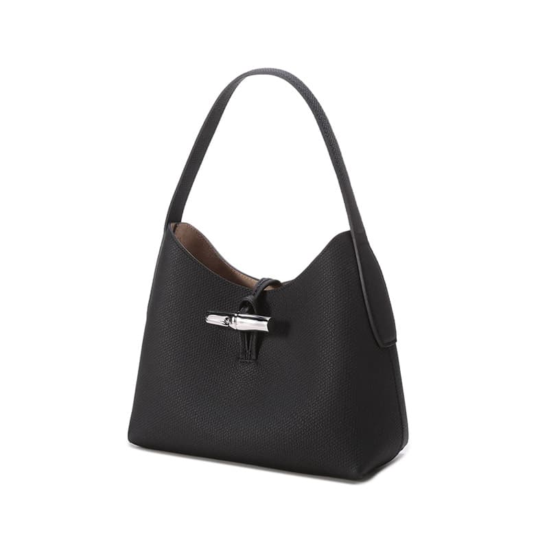 LONGCHAMP Сумка в стиле бигль из коровьей кожи, сумка через плечо, труба, женская, черная