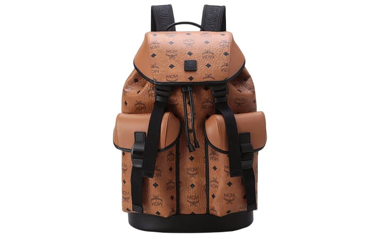 MCM Cow Leather Backpack Medium Men's Brown Cognac