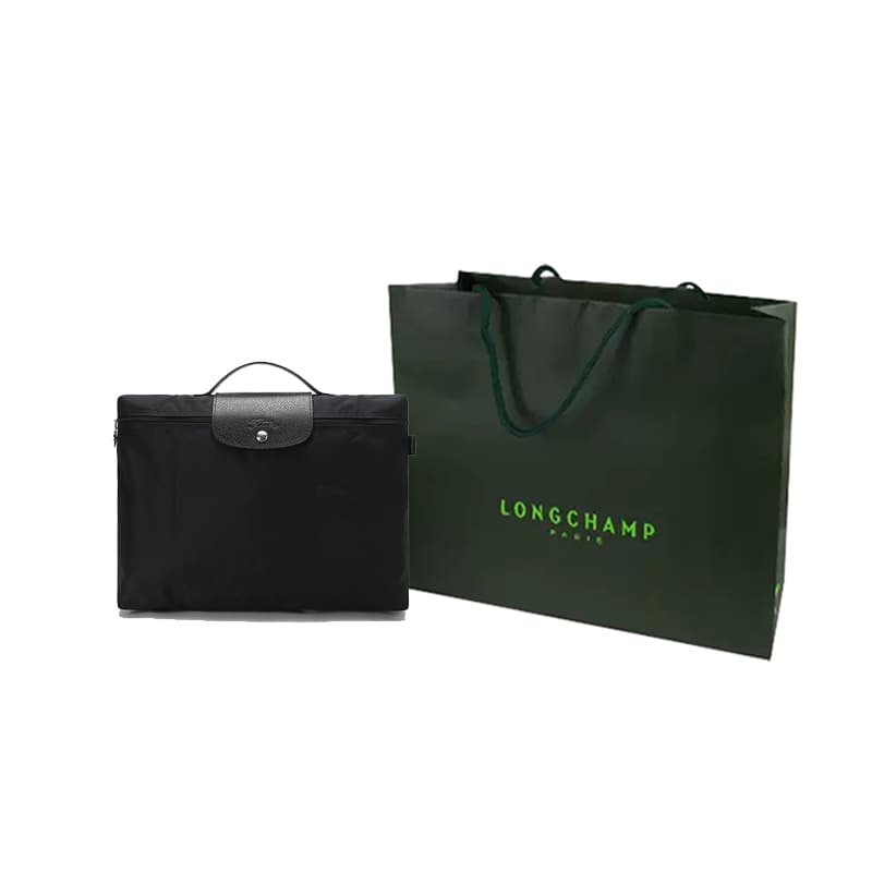 LONGCHAMP Le Pliage Зеленая парусиновая сумка, сумка для ноутбука, женский черный портфель