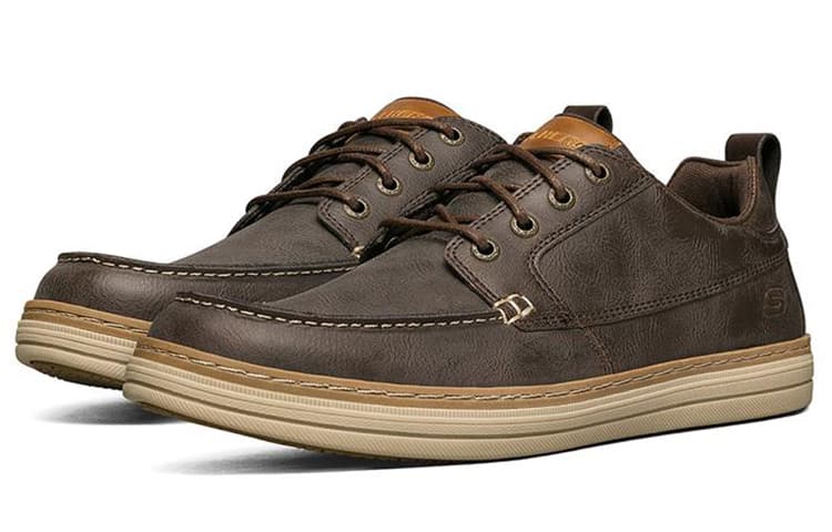 Skechers Повседневная кожаная обувь Мужские низкие кеды шоколадного цвета