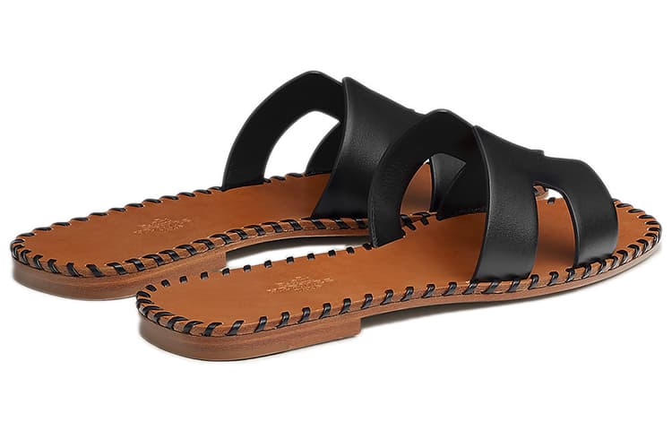 HERMES Oran Шлёпанцы женские чёрно-коричневые