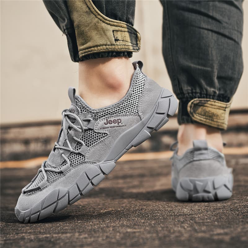 Амортизаторы Jeep Противоскользящие Устойчивые к истиранию Легкие низкие уличные туфли Мужские Серые