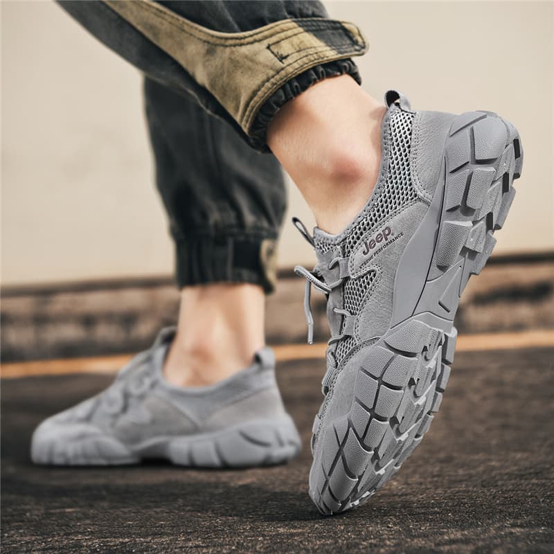 Амортизаторы Jeep Противоскользящие Устойчивые к истиранию Легкие низкие уличные туфли Мужские Серые