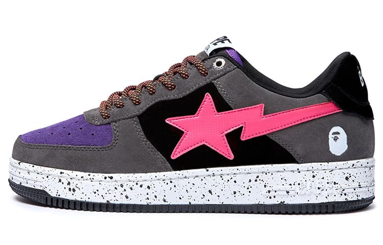 A BATHING APE Bape Sta Black Grey Pink Suede