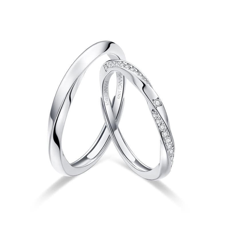 FANCI S925 Серебро с парой колец с цирконом унисекс