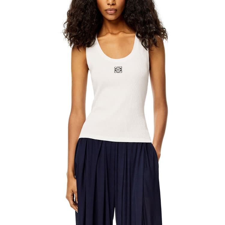 Женская хлопковая майка LOEWE Anagram, белый/черный