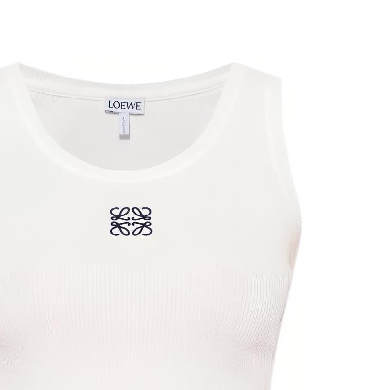 Женская хлопковая майка LOEWE Anagram, белый/черный