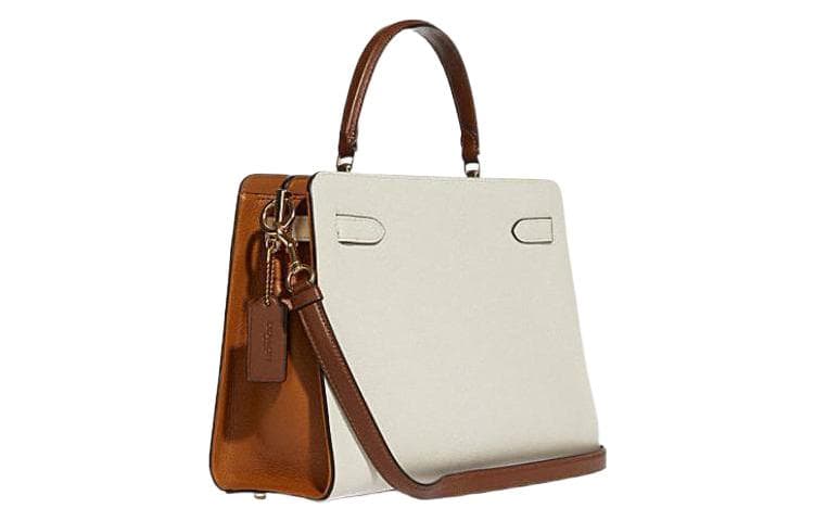 COACH Lane Клатч из коровьей кожи, сумка через плечо, сумка через плечо, женский большой размер, белый и темно-коричневый, многоцветный