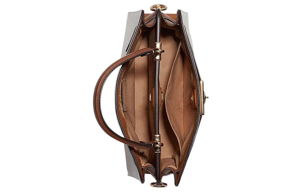 COACH Lane Клатч из коровьей кожи, сумка через плечо, сумка через плечо, женский большой размер, белый и темно-коричневый, многоцветный