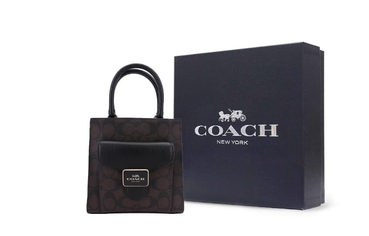 COACH Pepper Canvas с кожаной сумкой через плечо, сумкой через плечо, сумочкой-трубой, женская, хаки, коричнево-черная