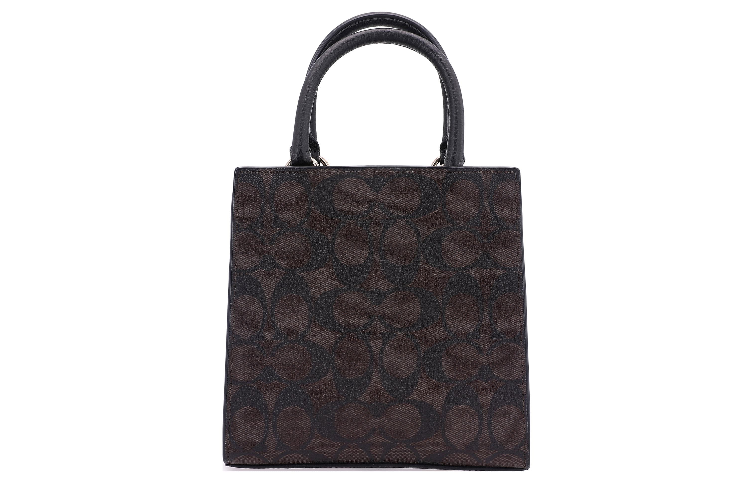 COACH Pepper Canvas с кожаной сумкой через плечо, сумкой через плечо, сумочкой-трубой, женская, хаки, коричнево-черная