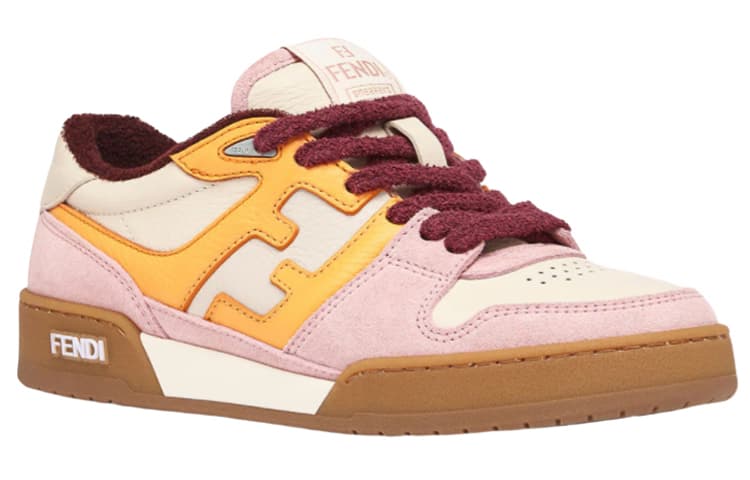 Женские замшевые розово-желтые замшевые туфли FENDI Match