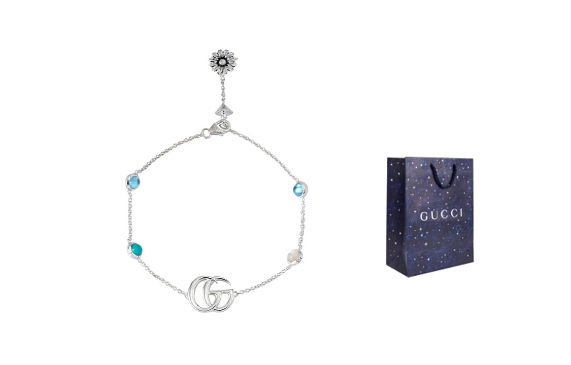 GUCCI 2016 2024 Браслет из стерлингового серебра с двойным G из перламутра