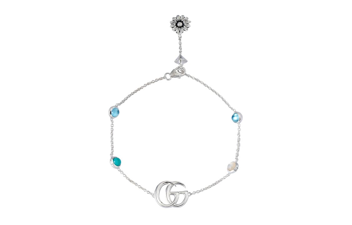 GUCCI 2016 2024 Sterling Silver Double G Mother Of Pearl Bracelet