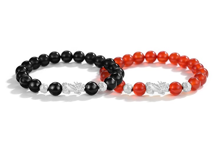 TRUE ME Браслеты из серебра 999 пробы, агата и обсидиана унисекс