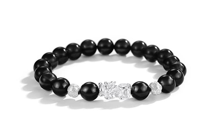 TRUE ME Браслеты из серебра 999 пробы, агата и обсидиана унисекс