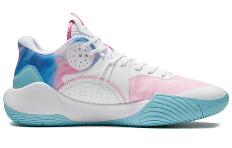 LiNing Sonic 9 Team Амортизирующие, дышащие и эластичные баскетбольные кроссовки с низким верхом, мужские, белые, розовые