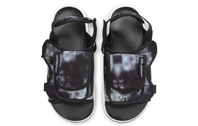Air Jordan Ls Slide Cosy Нескользящие спортивные сандалии на открытом воздухе Черно-белый Tie Dye 'Black White'