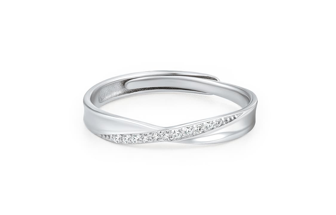 SIMPLE JOYS Серебряное кольцо S925, 1 пара, открытое кольцо, регулируемое унисекс, серебристо-белое