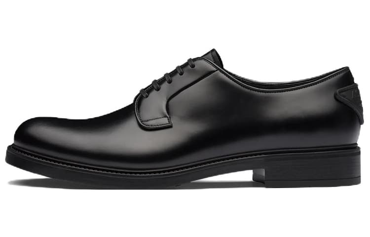 PRADA Brushed-leather Lace-up Shoes