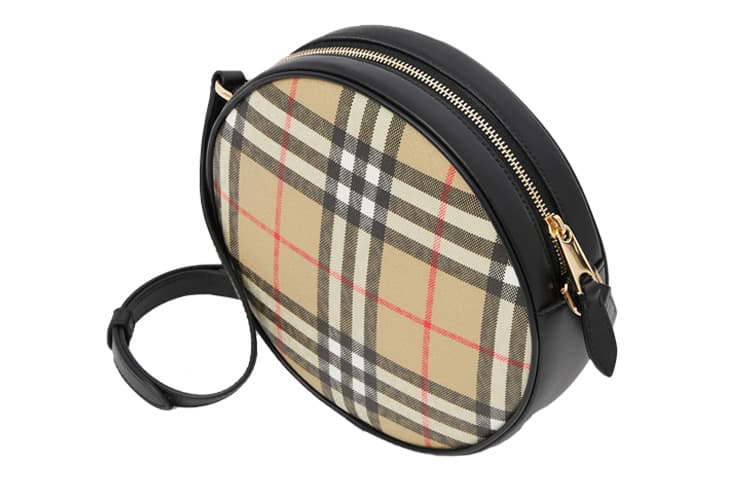 Burberry Louise из коровьей кожи, круглая сумка для торта, сумка через плечо, мини-женская архивная сумка бежевого/черного цвета