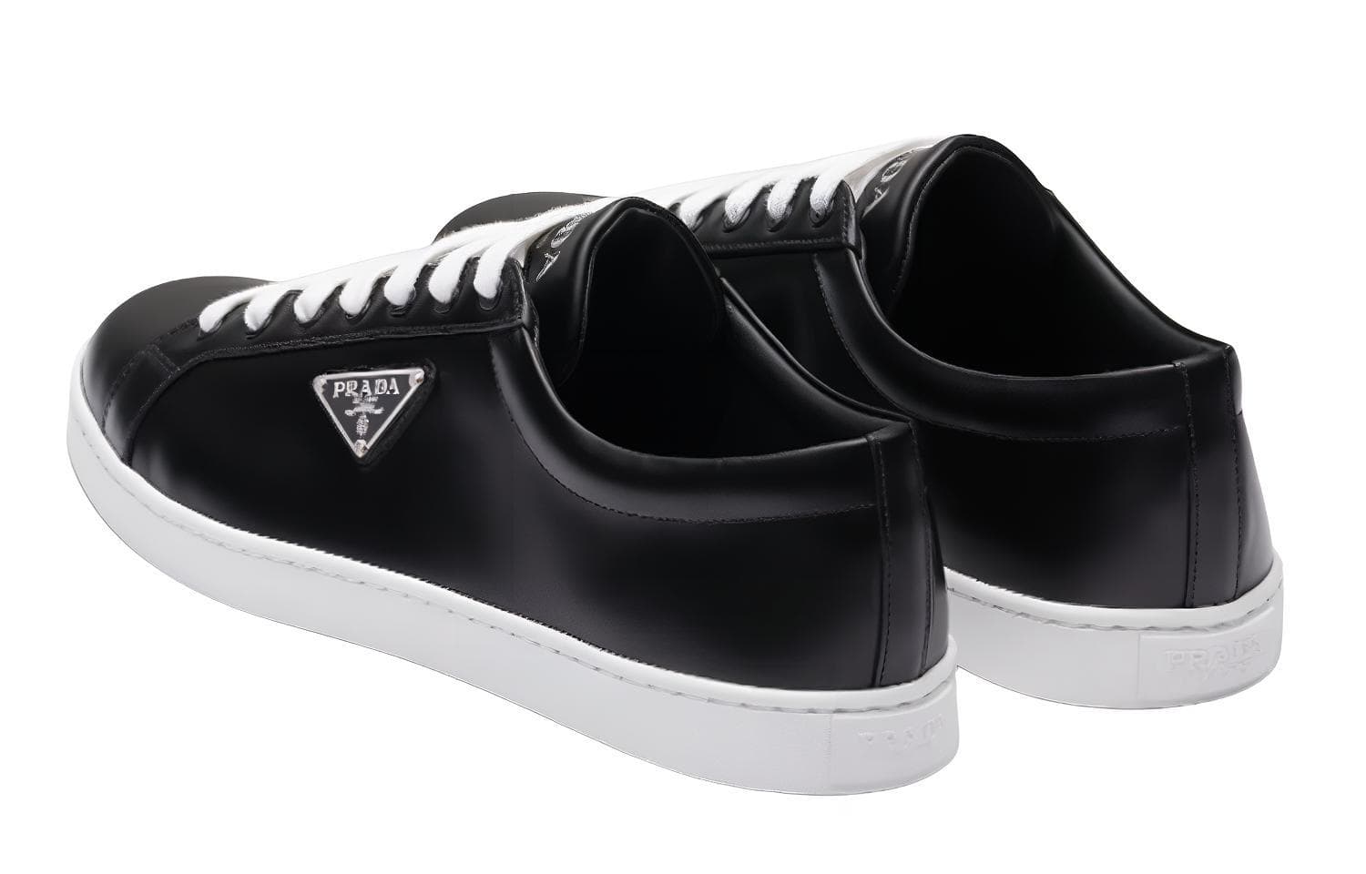 Кроссовки PRADA Brushed Leather Black Black White