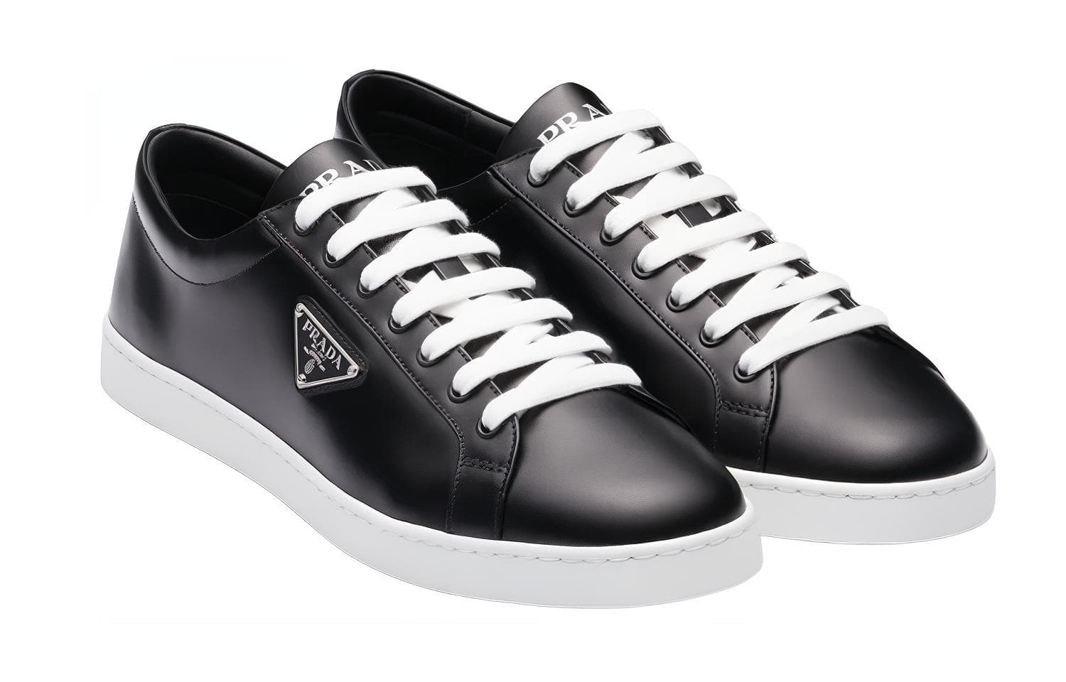 Кроссовки PRADA Brushed Leather Black Black White