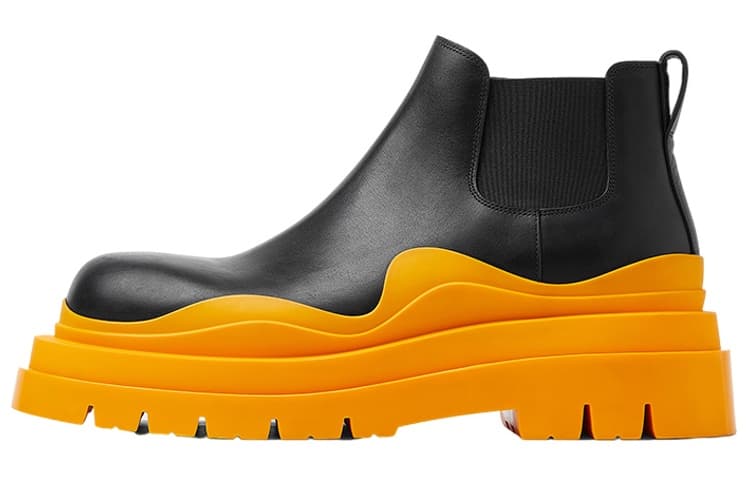 Bottega Veneta Tire Chelsea Ankle Length Chelsea Boots Men's Orange