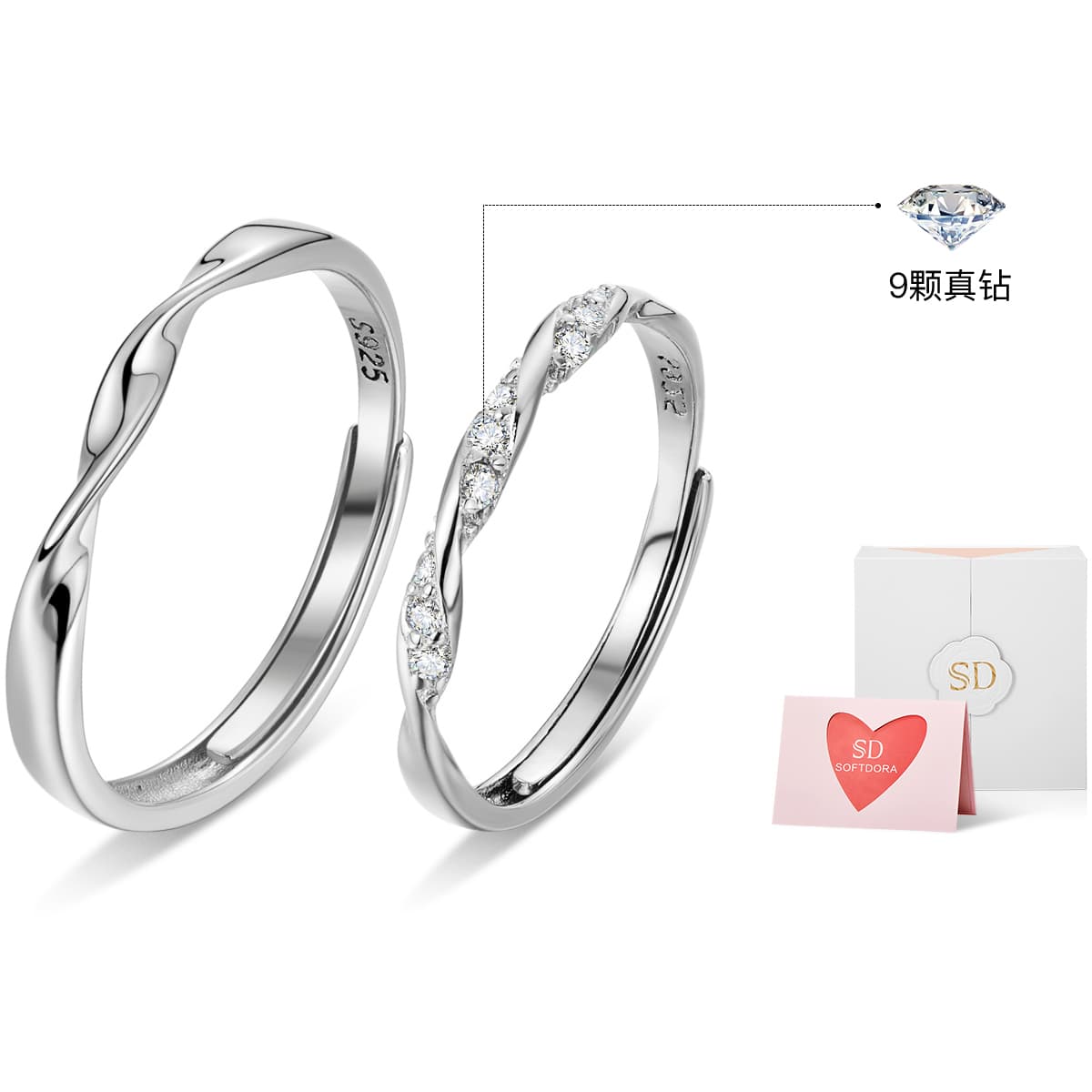 SOFTDORA Sterling Silver Sterling Silver Ring Unisex