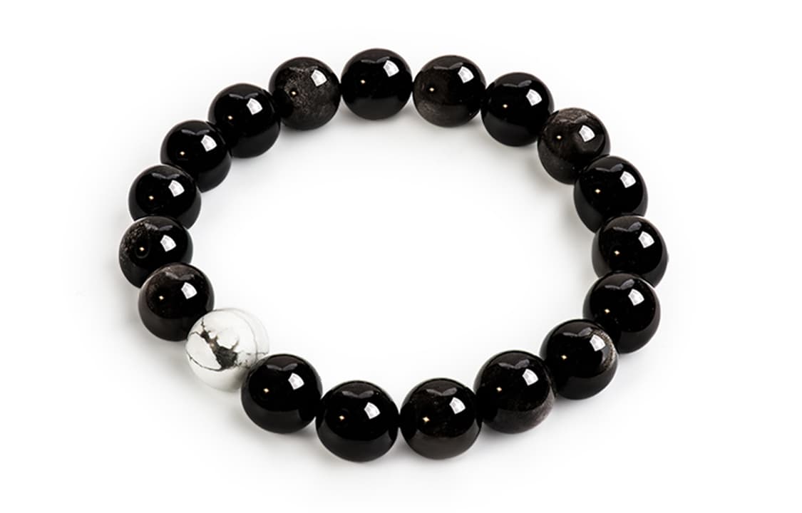 SIMPLE JOYS Серебристый обсидиан, белая бирюза, браслет из бисера для пары, унисекс, 1 пара, стрейч