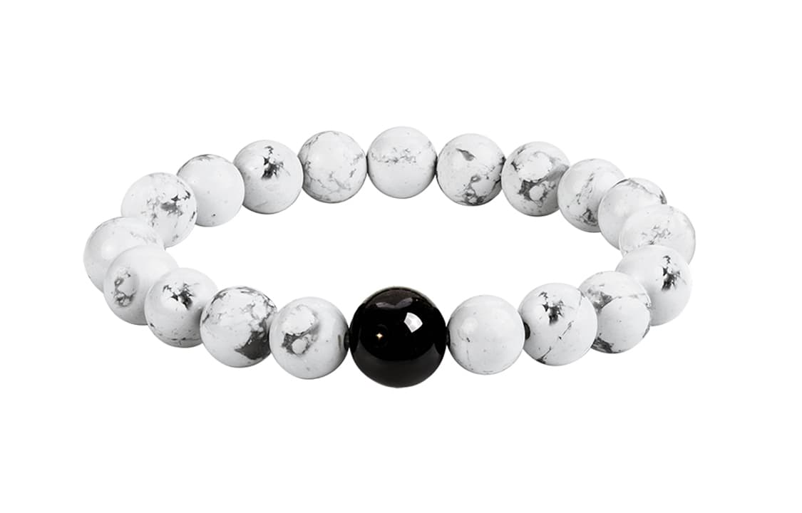 SIMPLE JOYS Серебристый обсидиан, белая бирюза, браслет из бисера для пары, унисекс, 1 пара, стрейч