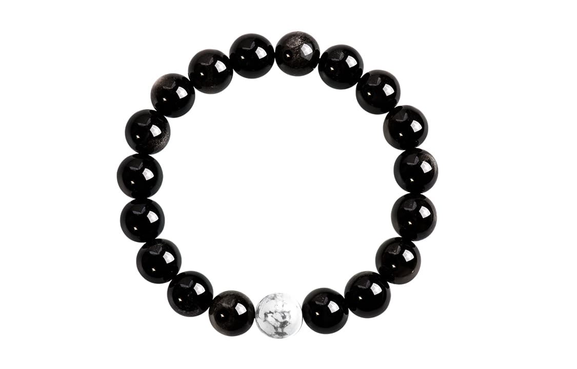 SIMPLE JOYS Серебристый обсидиан, белая бирюза, браслет из бисера для пары, унисекс, 1 пара, стрейч