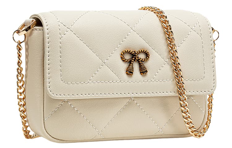 VANESSA HOGAN Мини-женская сумка на плечо из коровьей кожи цвета экрю