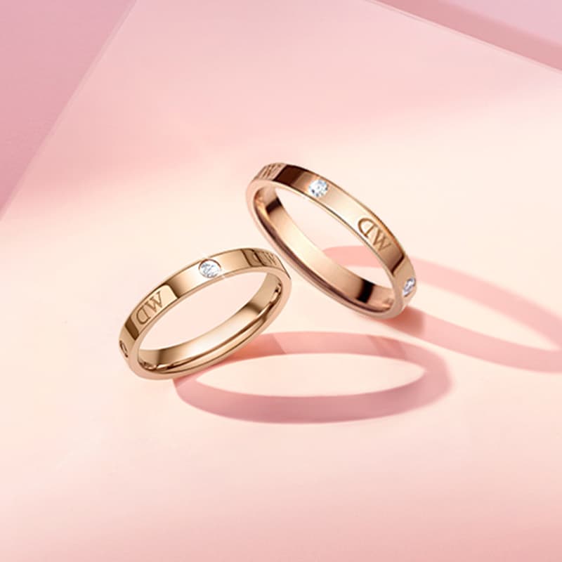 Кольца из сплава со звездами Daniel Wellington, унисекс, розовое золото