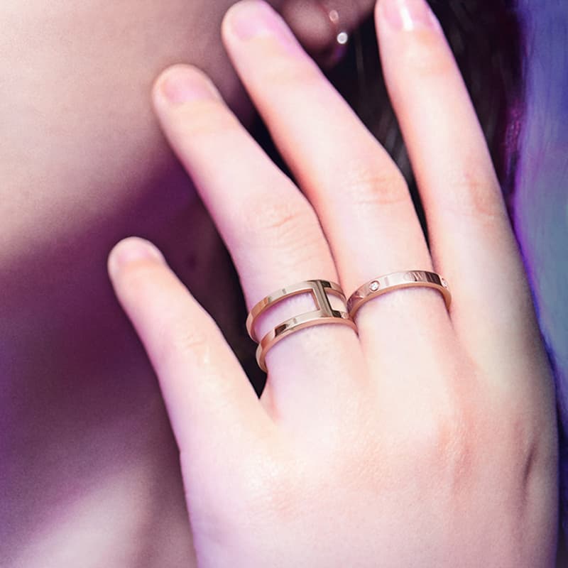 Кольца из сплава со звездами Daniel Wellington, унисекс, розовое золото