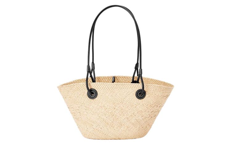 LOEWE Anagram Basket Palm Fiber с большой сумкой из коровьей кожи, сумкой для покупок, сумкой через плечо, сумочкой-трубами, женская черная