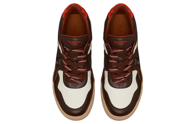 Низкий топ Valentino с одной заклепкой Коричневый Белый