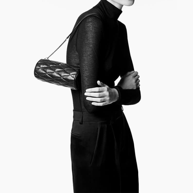 SAINT LAURENT Сумка на плечо из овечьей кожи Мини Женская Черная