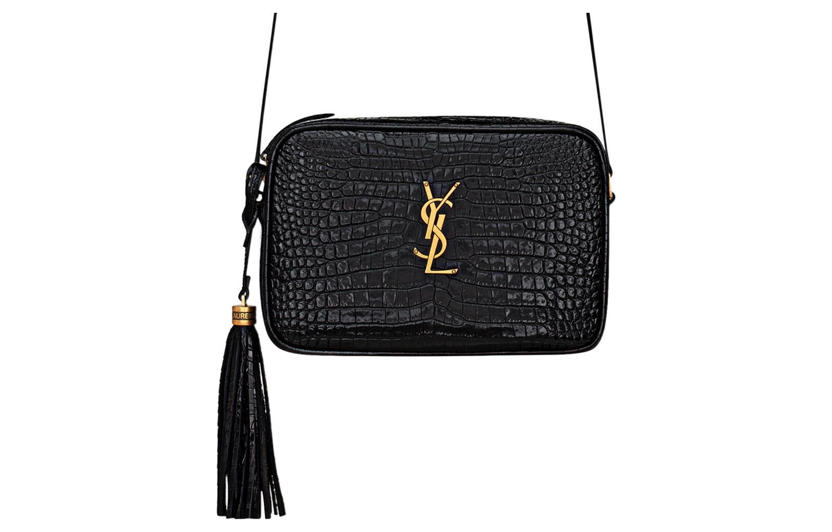 SAINT LAURENT LOU Leather Crossbody Bag Shoulder Bag Women's Black