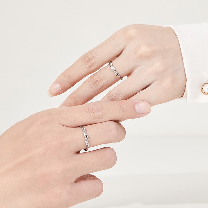 SOFTDORA S925 Серебряный комплект с бриллиантами Пара колец унисекс