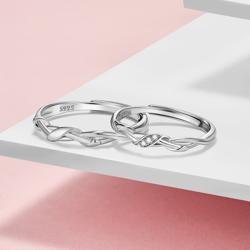 SOFTDORA S925 Серебряный комплект с бриллиантами Пара колец унисекс