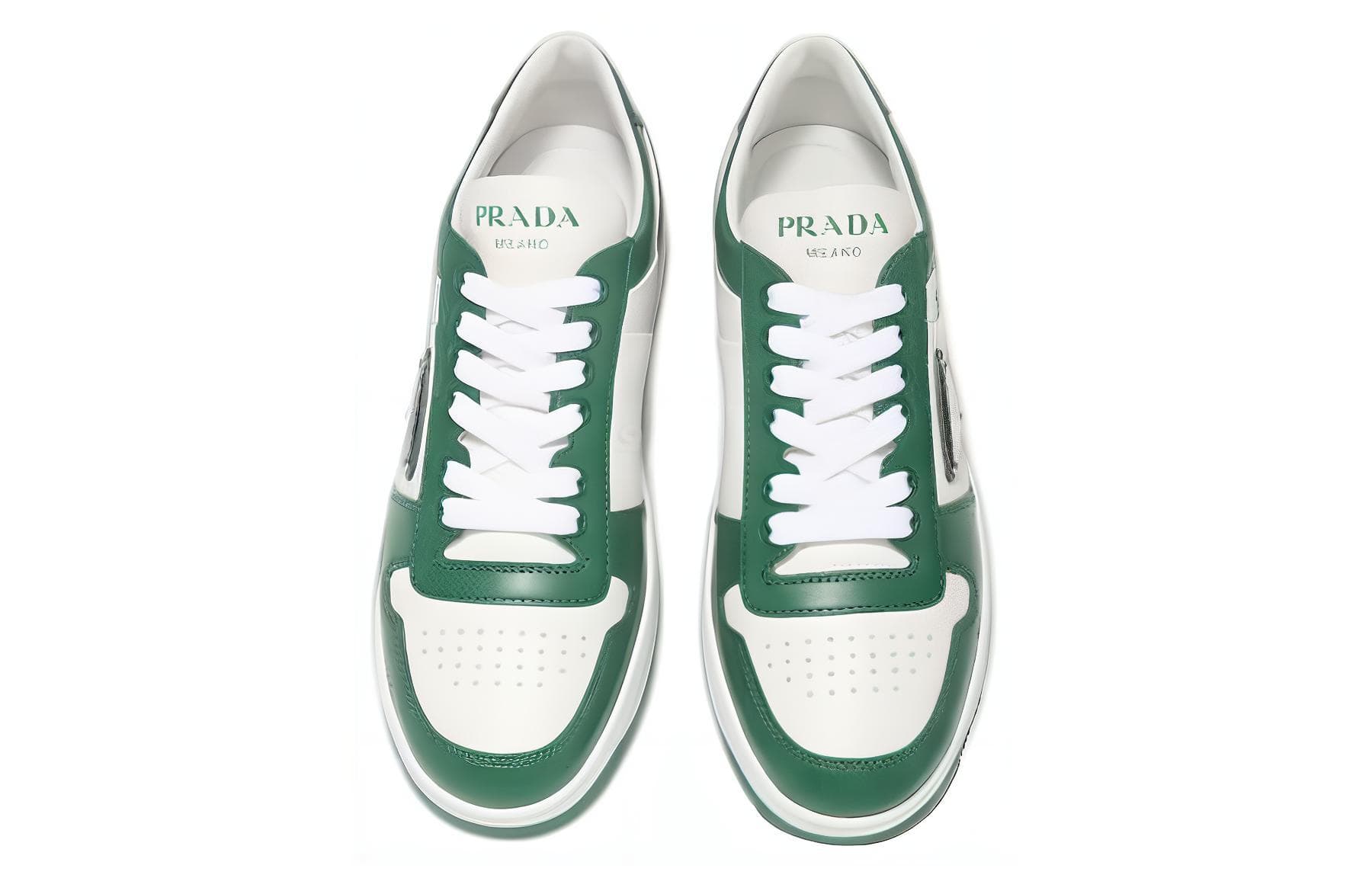 Кроссовки PRADA Downtown, белые, зеленые, женские