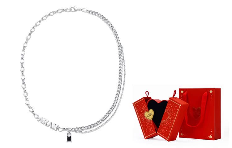 Ожерелья из сплава AKAK Унисекс Серебристый Белый