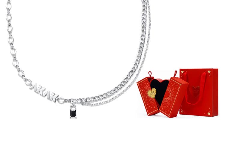 Ожерелья из сплава AKAK Унисекс Серебристый Белый