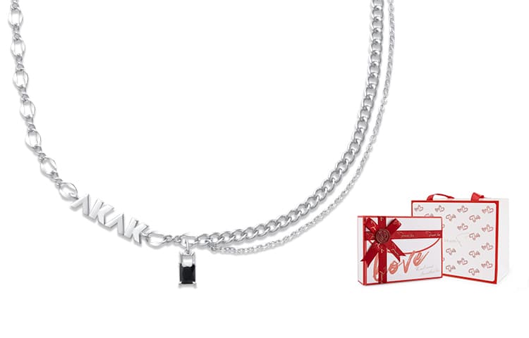 Ожерелья из сплава AKAK Унисекс Серебристый Белый