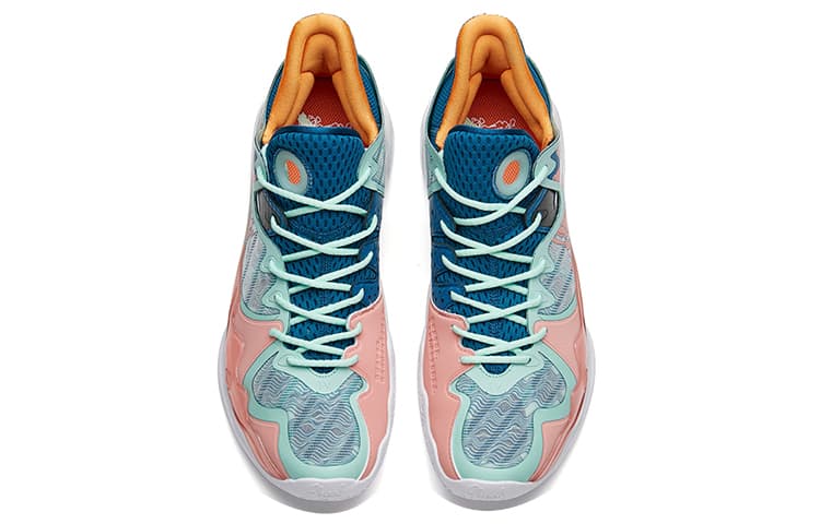 Anta Shock Wave 4 Амортизирующие противоскользящие и износостойкие баскетбольные кроссовки среднего размера с поддержкой покрытия Белый Синий Розовый