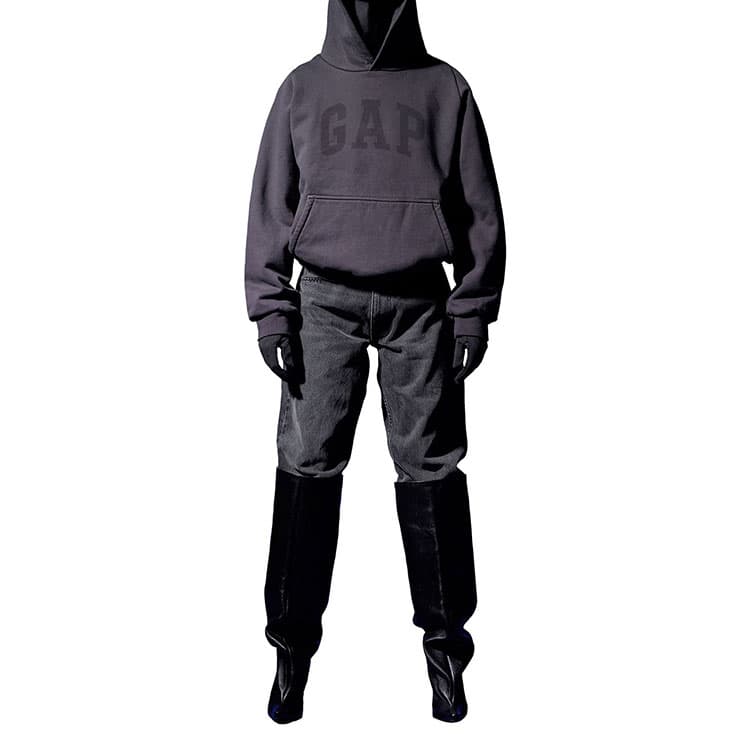 YEEZY x Gap X Balenciaga Dove Shrunken Hoodie Sweatshirt Осень Унисекс Черный