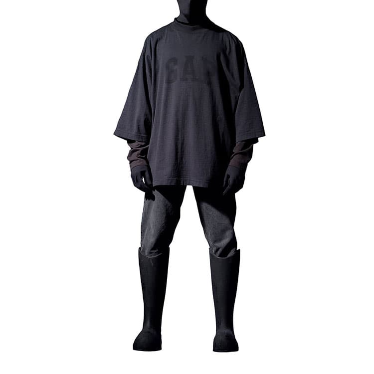 Черная футболка YEEZY X Gap X Balenciaga Dove с рукавом 3/4