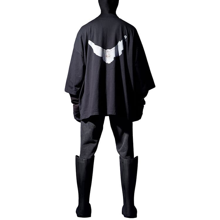 Черная футболка YEEZY X Gap X Balenciaga Dove с рукавом 3/4